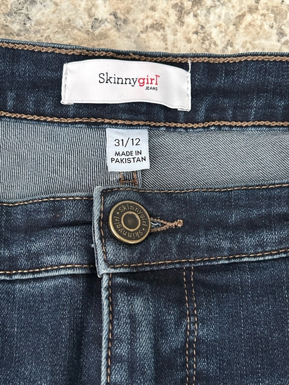Skinnygirl Broadway High-Rise Dark Blue Skinny Jeans Leopard Side Stripe Size 12 - Picture 9 of 15